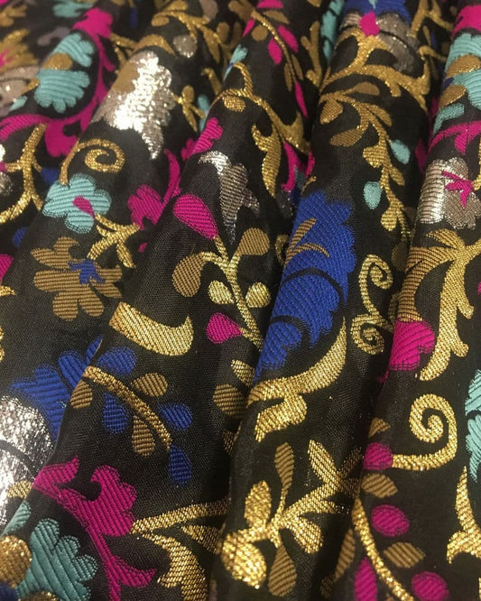 katan Fabric with Colorful Floral Design - KK908