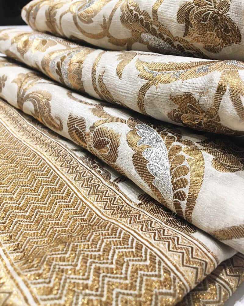 Pure Chiffon Jamawar Fabric with Mughal Motifs - RC2120