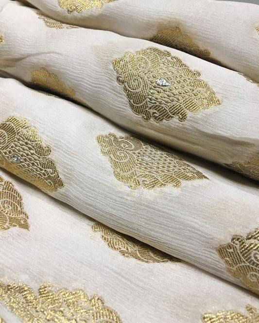 Pure Masori Chiffon Fabric with Boteh Motifs - RC368